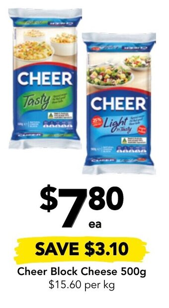 Drakes Cheer Block Cheese 500g offer