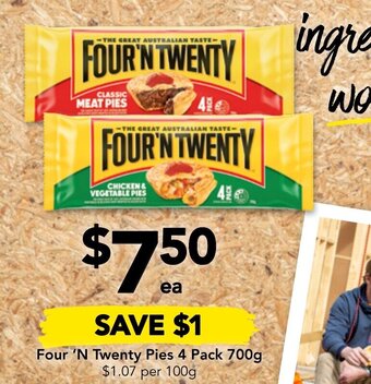 Drakes Four 'N Twenty Pies 4 Pack 700g offer