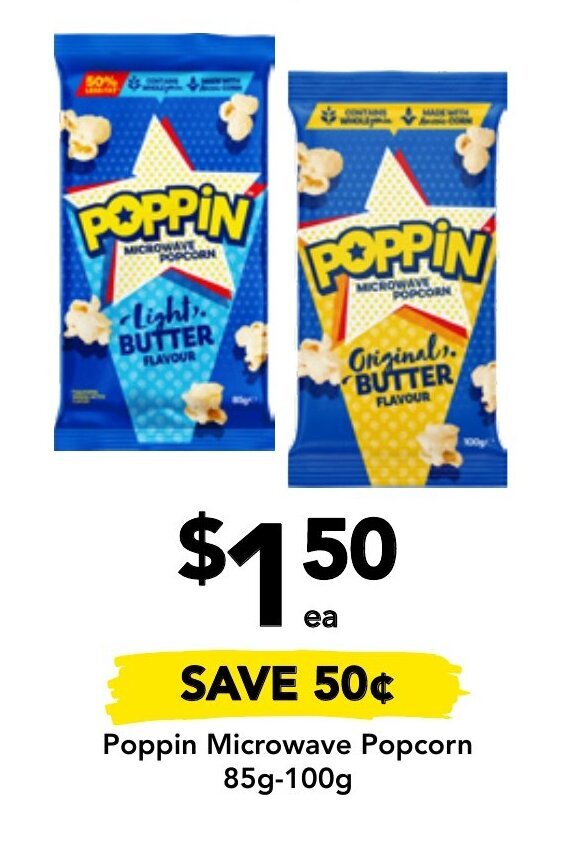 Poppin Microwave Popcorn 85g100g offer at Drakes
