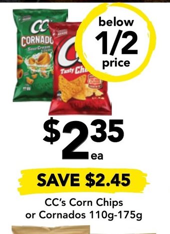 CC's Corn Chips or Cornados 110g-175g
