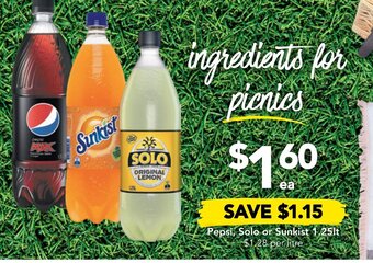 Drakes Pepsi, Solo or Sunkist 1.25lt offer