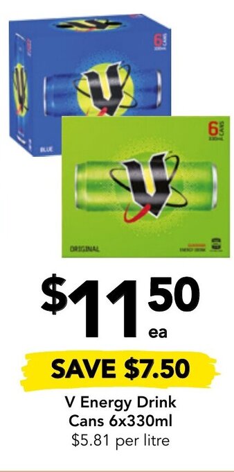 Drakes V Energy Drink Cans 6x330ml offer