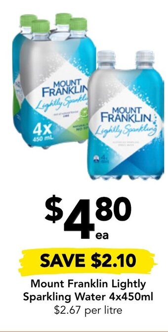 Drakes Mount Franklin Lightly Sparkling Water 4x450ml offer