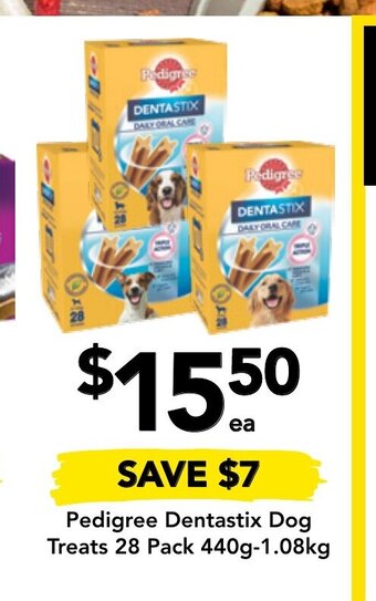 Drakes Pedigree Dentastix Dog Treats 28 Pack 440g-1.08kg offer