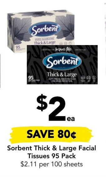 Drakes Sorbent Thick & Large Facial Tissues 95 Pack offer