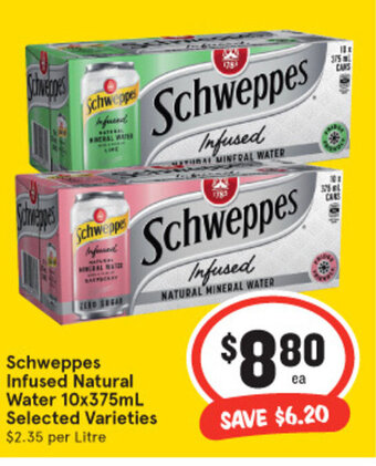 IGA Schweppes Infused Natural Water 10x375ml offer