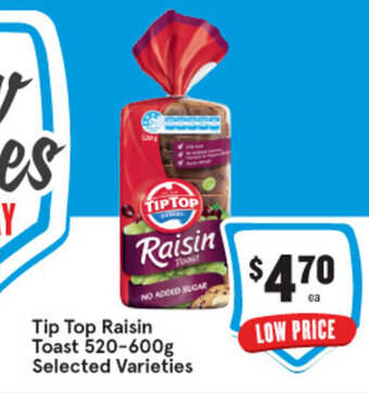 IGA Tip Top Raisin Toast 520-600g offer