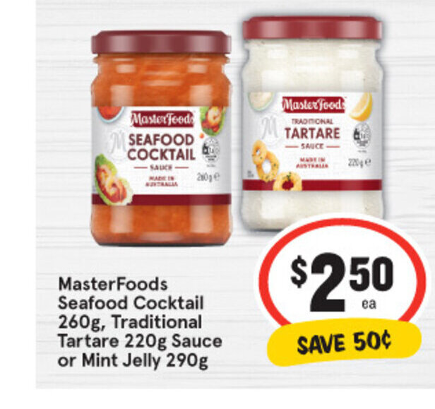 MasterFoods Seafoods Cocktail 260g Traditional Tartare 220g Sauce Or