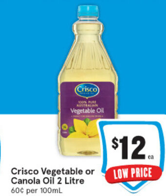 IGA Crisco Vegetable or Canola Oil 2 Litre offer
