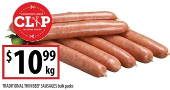 Supabarn Traditional Thin Beef Sausages Bulk Packs offer
