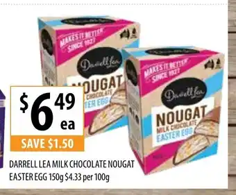 Supabarn Darrell Lea Milk Chocolate Nougat Easter Egg 150g offer