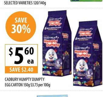 Supabarn Cadbury Humpty Dumpty Egg Carton 150g offer