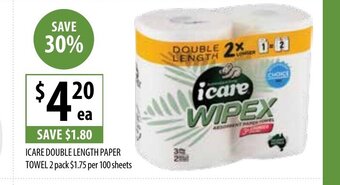 Supabarn Icare Double Length Paper Towel 2 Pack offer