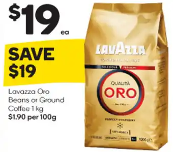 Woolworths Lavazza Oro Beans or Ground Coffee 1kg offer
