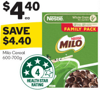 Woolworths Milo Cereal 600-700g offer