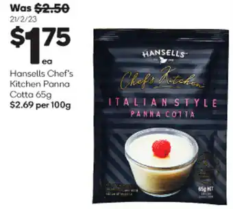 Woolworths Hansells chef's Kitchen Panna Cotta 65g offer