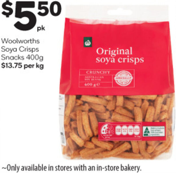 Woolworths Soya Crisps Snacks 400g offer at Woolworths