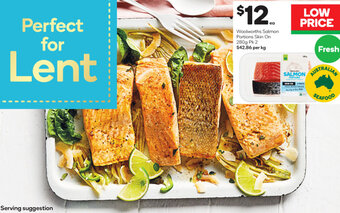 Woolworths Woolworths Salmon Portions Skin On 280g offer