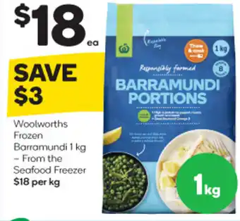 Woolworths Woolworths Frozen Barramundi 1kg offer