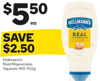 Hellmann's Real Mayonnaise Squeeze 400-432g