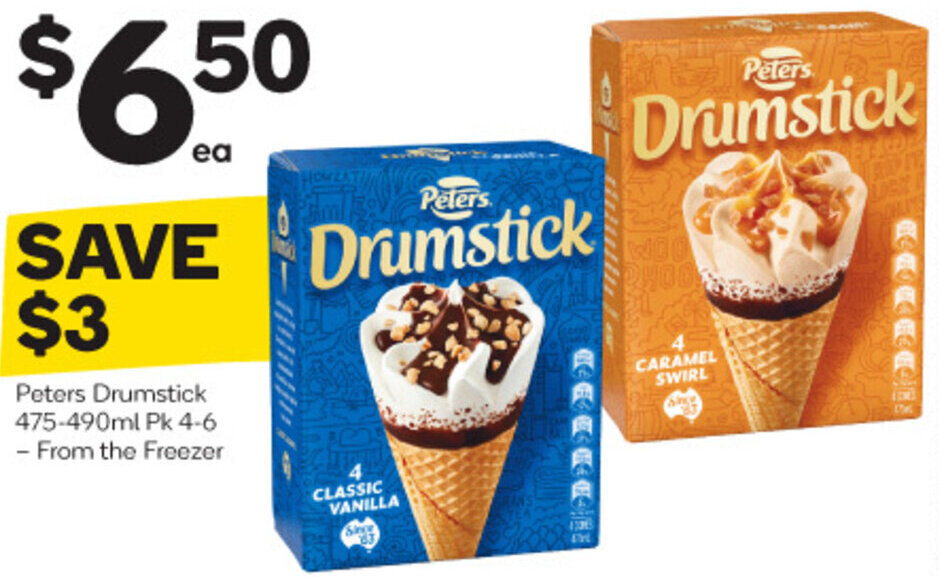Peters Drumstick 475490ml Pk46 offer at Woolworths