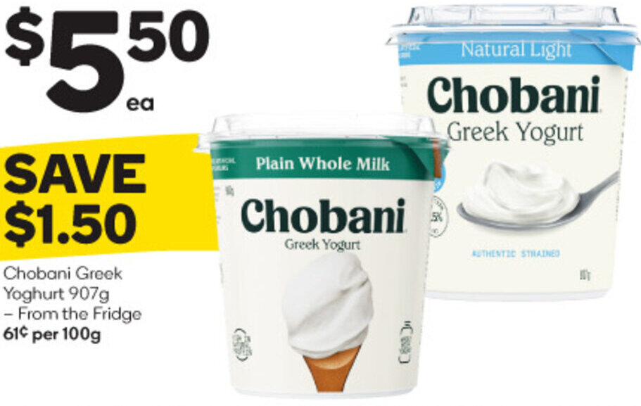 Chobani Greek Yoghurt 907g offer at Woolworths