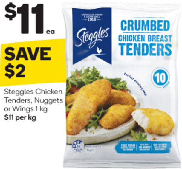 Steggles Chicken Tenders, Nuggets or Wings 1kg offer at Woolworths