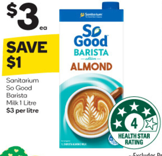 Sanitarium So Good Barista Milk 1 litre offer at Woolworths