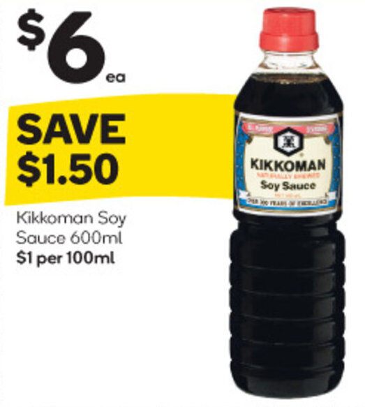 Kikkoman Soy Sauce 600ml offer at Woolworths