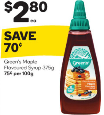 Woolworths Green's Maple Flavoured Syrup 375g offer