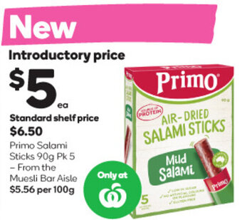 Woolworths Primo Salami Sticks 90g Pk 5 offer