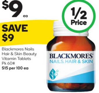 Woolworths Blackmores Nails Hair & Skin Beauty Vitamin Tablets Pk 60# offer