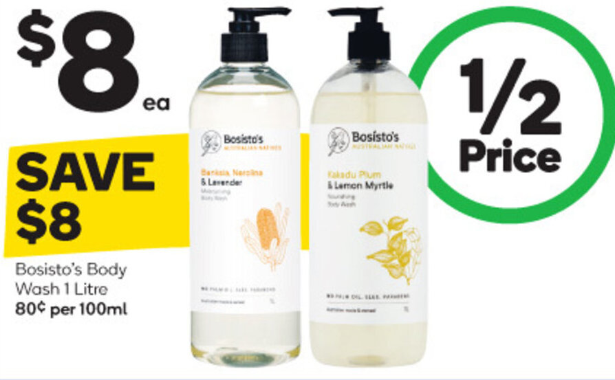 Bosisto's Body Wash 1 Litre offer at Woolworths