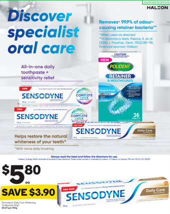 Woolworths Sensodyne Daily Care Whitening Toothpaste 110g offer
