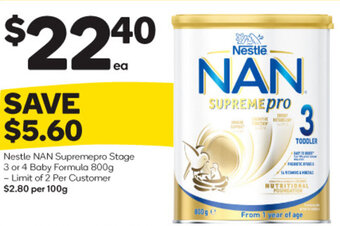 Woolworths Nestle NAN Supremepro Stage 3 or 4 Baby Formula 800g offer