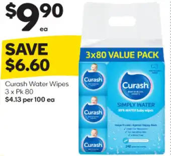 Woolworths Curash Water Wipes 3xPk 80 offer