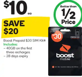 Woolworths Boost Prepaid Sim offer