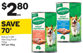 Woolworths Nature's Gift Wet Dog Food 700g offer