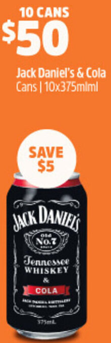 Woolworths Jack Daniel's & Cola Cans | 10x375ml offer
