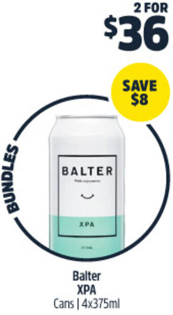 Woolworths Balter XPA Cans| 4x375ml offer