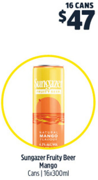 Woolworths Sungazer Fruity Beer Mango Cans 16x300ml offer