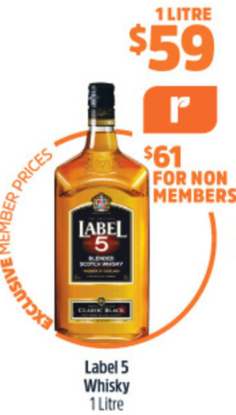 Woolworths Label 5 Whisky 1 litre offer