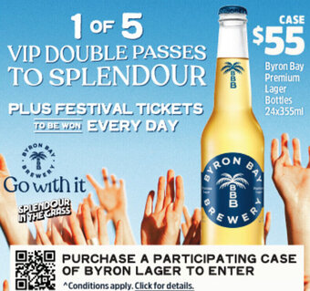Woolworths Byron Bay Premium Lager Bottles 24x355ml offer