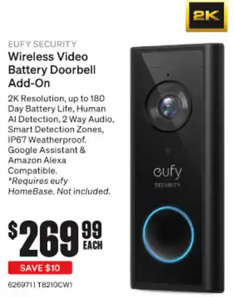 SuperCheap Auto Eufy Security Wireless Video Battery Doorbell Add-On offer