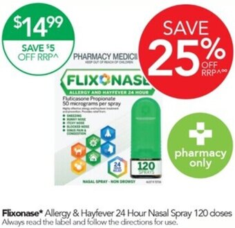Terry White Flixonase Allergy & Hayfever 24 Hour Nasal Spray 120 doses offer