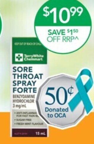 Terry White TerryWhite Chemmart Sore Throat Spray Forte 15ml offer