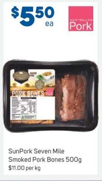 Foodland SunPork Seven Mile Smoked Pork Bones 500g offer