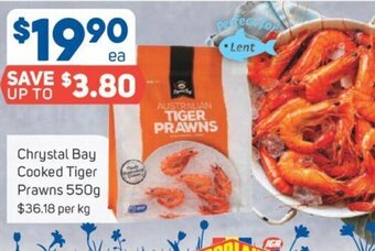 Foodland Chrystal Bay Cooked Tiger Prawns 550g offer