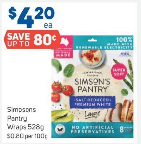 Simpsons Pantry Wraps 528g offer at Foodland