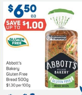 Foodland Abbott's Bakery Gluten Free Bread 500g offer